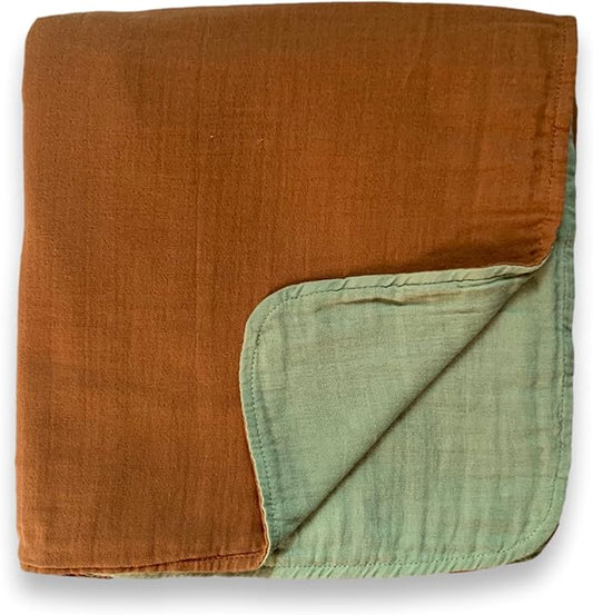 Leyl&Ari Basic Toddler Blanket | Organic Baby Blanket for Boys Girls | Gender Neutral Newborn Essentials (Sage/Sienna)