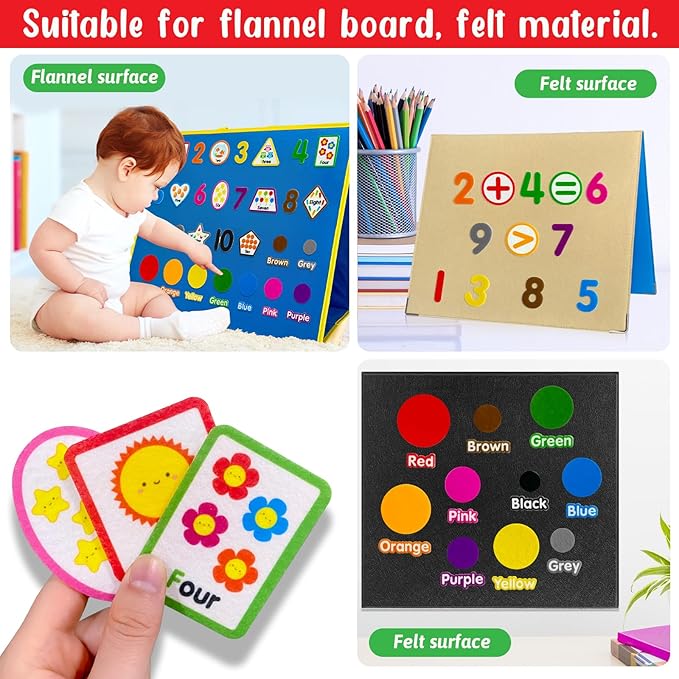PENGFULL Felt Learning Numbers,44 Felt Flannel Board Pieces,Math Addition and Subtraction Colors Learning for Kindergarten,Preschool,Toddlers