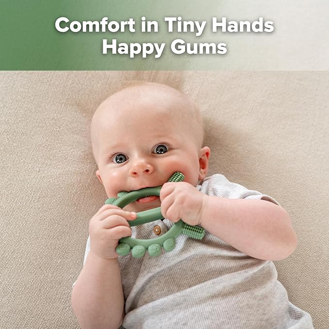 Haakaa Silicone Crab Baby Teether,Teething Toys,360ยฐ Baby Toothbrush Head for Infant Self-Brushing Training,Food-Grade Silicone,Pea Green