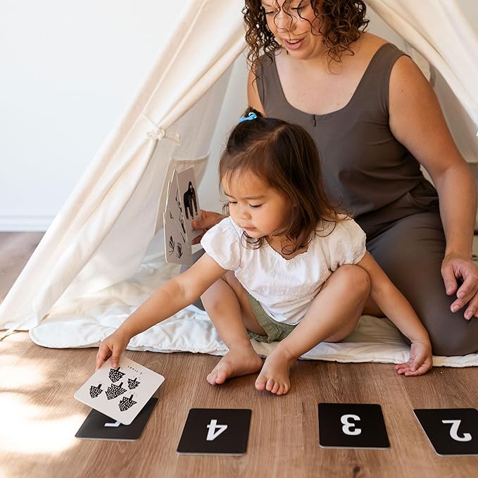 Wee Gallery Educational Flashcards for Babies, Double Sided Black and White Learning Flash cards, Nature Number Cards for Visual Stimulation and Cognitive Development of Infants and Toddlers