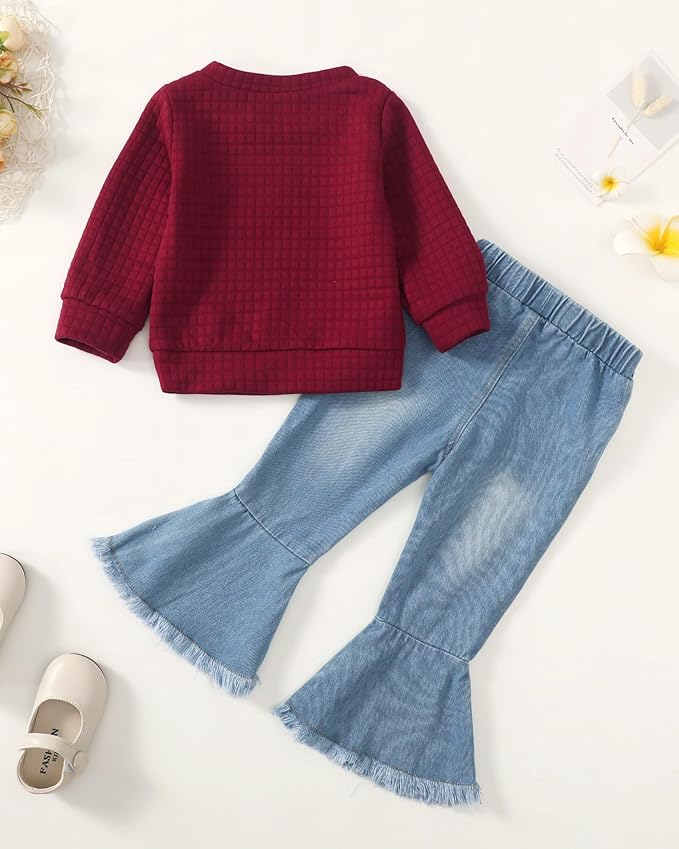 Mioglrie Toddler Girl Clothes Little Girl Denims Outfits Jeans Pants Set Little Baby Toddler Baby Clothes for Girl
