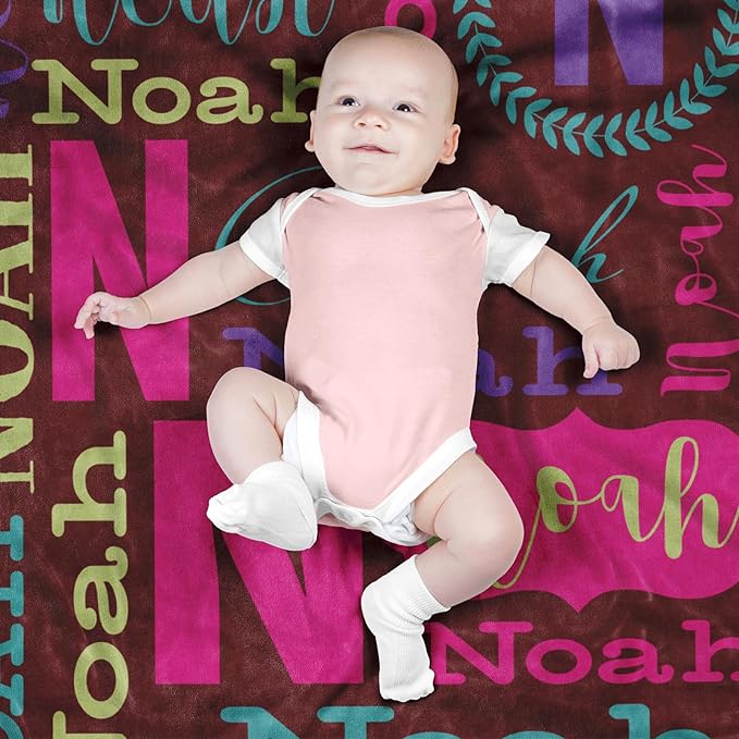 Personalized Baby Blankets for Boys, Girls, Customized Name Blanket for Kids, Custom Toddler Blanket Gifts for Birthday, Christmas, Newborn Soft Flannel Blankets