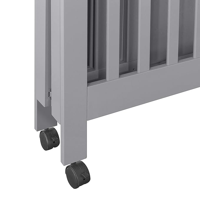 Babyletto Origami Mini Portable Folding Crib with Wheels in Grey, 2 Adjustable Mattress Positions, Greenguard Gold Certified
