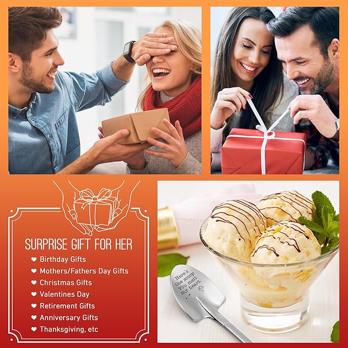 Fathers Day Husband Gifts from Wife Romantic I Love You Gift for Lovers Couple Darling Boyfriend Girlfriend Anniversary Presents Funny Ice Cream Shovel Spoon