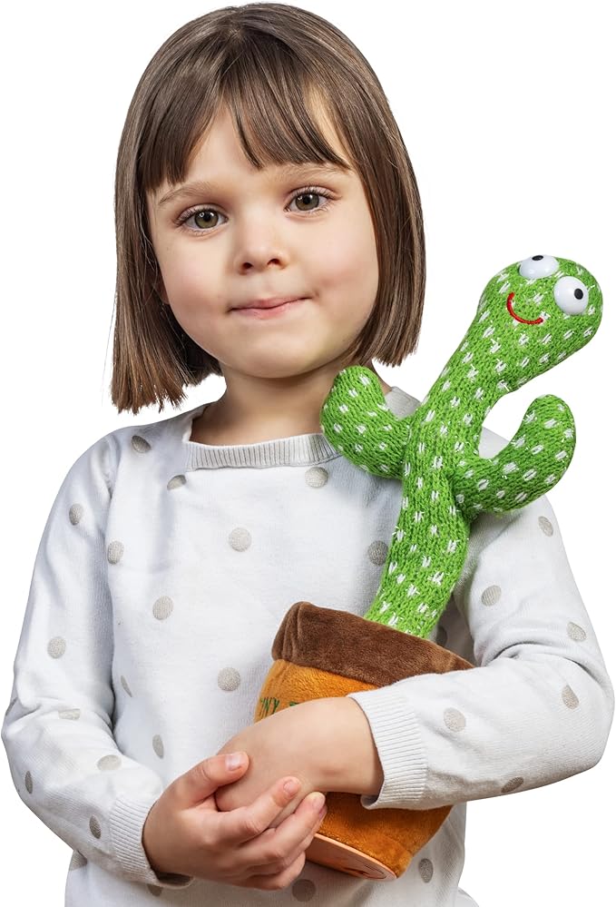 Dancing Cactus Mimicking Toy for Baby - Talking Cactus That Mimics and Sings - 125 Songs 35 Nursery Rhymes for Toddlers and Up | Repeats, Mimics and Wiggles with Dazzling LED Lights