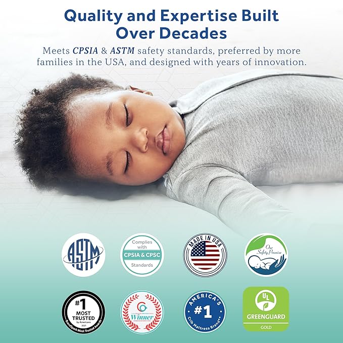 Sealy Baby Airy Night Diamond Breathable Crib Mattress, Made in USA, GREENGUARD GOLD Certified, Supportive & Sustainable Mesh Surface, 2 Stage, Toddler Bed Fit, Safety & Quality Tested, 52x28"
