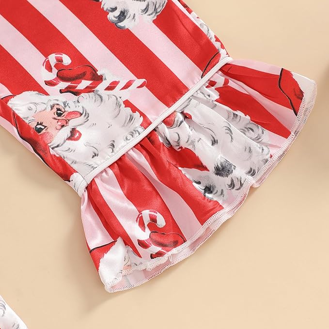 Toddler Kids Baby Girl Solid Pjs Ruffle Long Sleeve Button Shirt Top and Pants Cotton 2Piece Pajamas Set