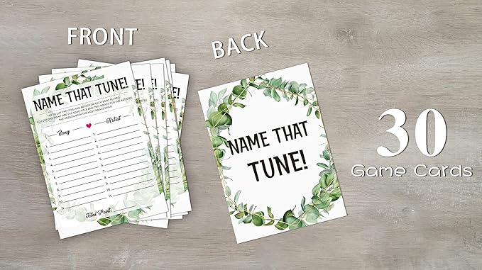 Baby Shower Game Cards, Name That Tune Game, Tropical Jungle Theme Party Cards For Gender Neutral Boys or Girls, Set of 30 Cards(Green009)