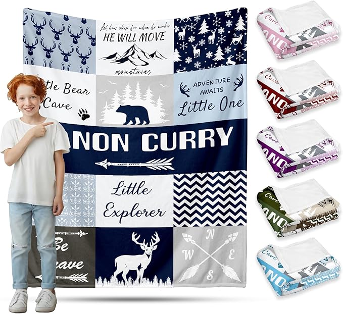 Ship Next Day, Personalized Baby Blanket for Boys Girls - Printed in USA, Custom Baby Blanket with Name Super Soft Plush Flannel, Easter Christmas Brithday Gifts for Baby Shower Kids Toddlers Newborn