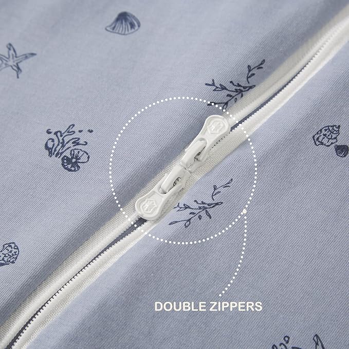 Super Soft Winter 2.5 TOG Sleep Sack with Feet, 100% Organic Cotton Warm Toddler Sleeping Sack with Legs, Ocean, Size M