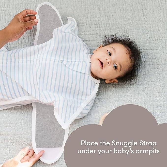 SleepingBaby Zipadee-Zip Transition Swaddle (Happy Wolf, Small for 4-8 Months) and Snuggle Strap (Grey, One Size) - Wearable Baby Blanket and Accessory for Easy Diaper Changes - Polyester, Spandex