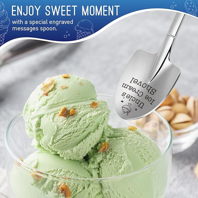Unique Uncle's Ice Cream Shovel Spoon Scoop - Stocking Stuffers for Uncle from Niece or Nephew - Fathers Day & Retirement Gift