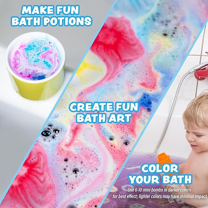 Lil' Bursts Mini Bath Bombs for Kids, 90 Count, Cosmic | Nontoxic | Tiny With A Burst of Color, Foam & Bubbles | Customize With Fun Colors | Create Bath Art