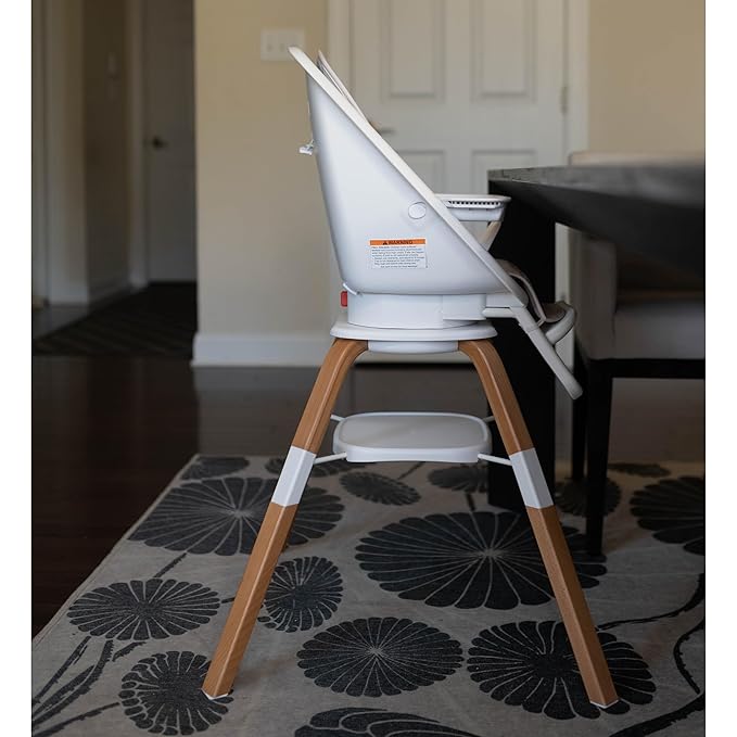 Turn-A-Tot High Chair for Babies and Toddlers, 2 in 1 Wooden Portable Baby Feeder or Adjustable Child's Seat with 360 Degree Swivel, Removable Tray, and Pad (Grey Taupe)
