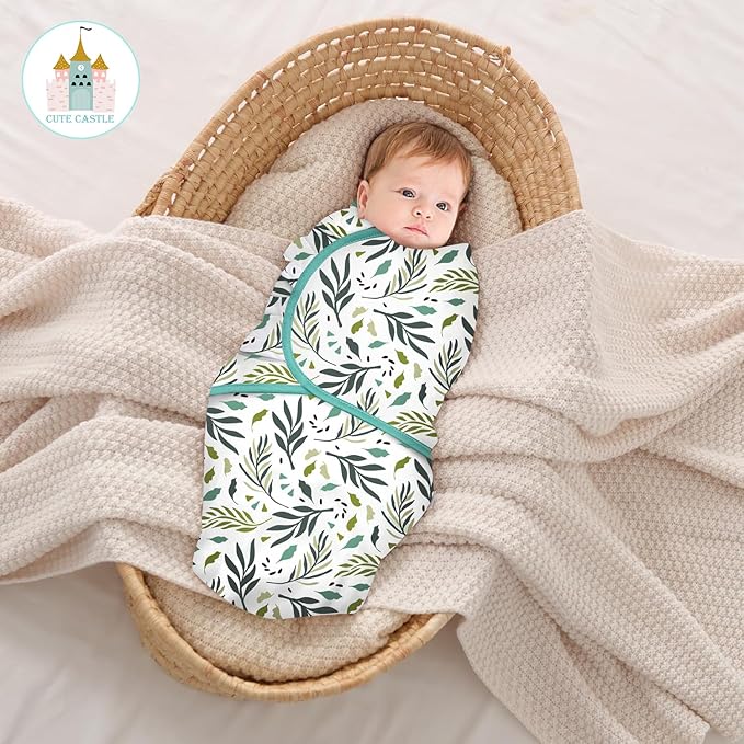 Cute Castle 3-Pack Baby Swaddle Sleep Sacks - Newborn Swaddle Sack - Ergonomic Baby Swaddles Blanket Warp for Boys and Girls - Baby Essentials (0-6 Months - Green)