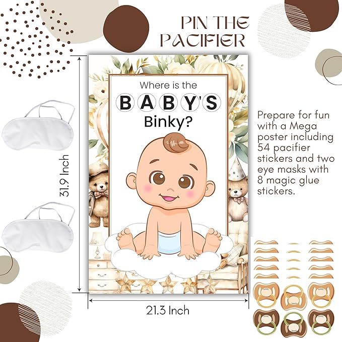 Baby Shower Games - 10 Hilarious Games for 25 Guests | Includes Mini Hunt, Mommy Belly Measure, Card Games, Charades, Pin The Pacifier, and More!