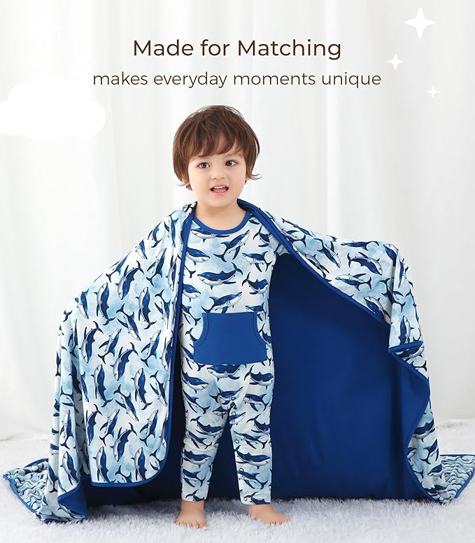 Premium Baby Blanket, Stretchy Quilt for Kid, Soft Crib Bedding for Newborn Baby and Toddler, Nursery Blanket for Boys and Girls, Viscose Made from Bamboo 50'' x 50'' Shark