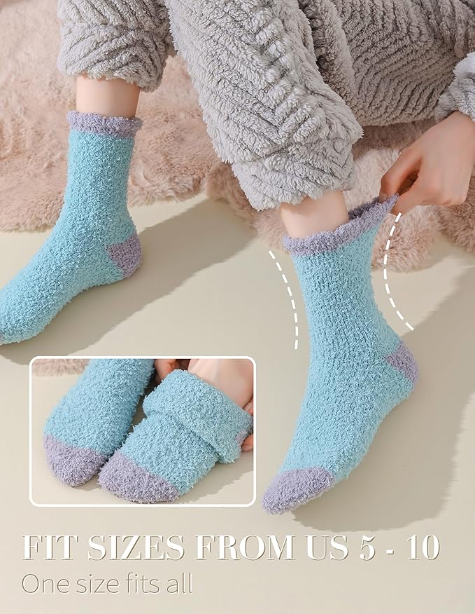 TEHOOK Warm & Cozy Gifts for Women, Fluffy Fuzzy Sock, Plush Sleeping Slipper Socks - Soft Warm Fabric