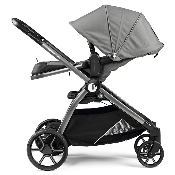 Peg Perego Ypsi – Compact Single to Double Stroller – Compatible with All Primo Viaggio Infant Car Seats & Ypsi Bassinets - Made in Italy - Mercury (Grey)
