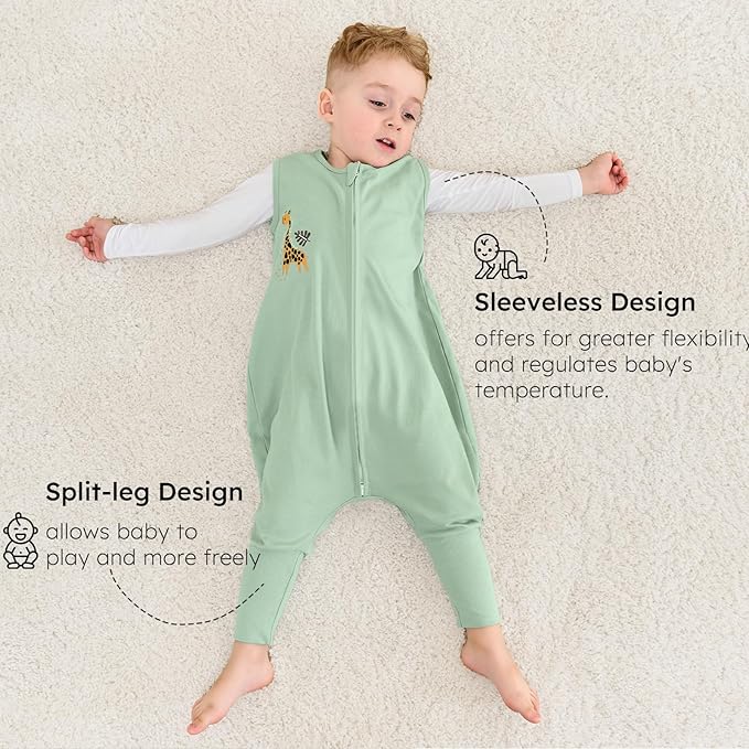 Yoofoss Toddler Sleep Sack With Feet 3-4T 100% Organic Cotton Baby Sleep Sack with Legs Toddler Wearable Blanket with 2-Way Zipper