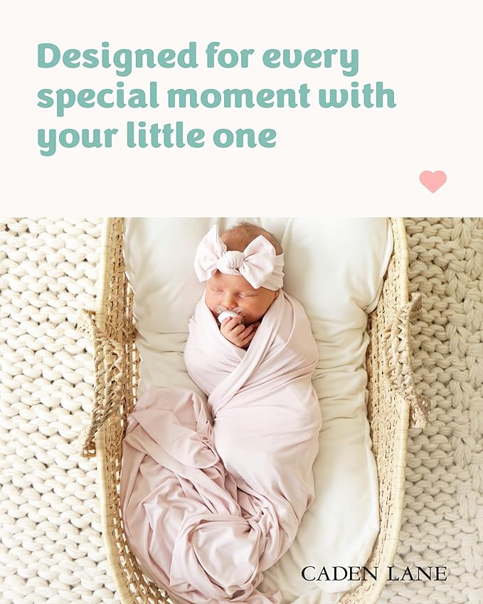 Caden Lane Baby Swaddle & Receiving Blanket, Soft, Breathable & Temperature-Regulating Bamboo Viscose Fabric for Swaddling Newborns, Gender Neutral Infant Blanket for Boys & Girls, Pale Pink