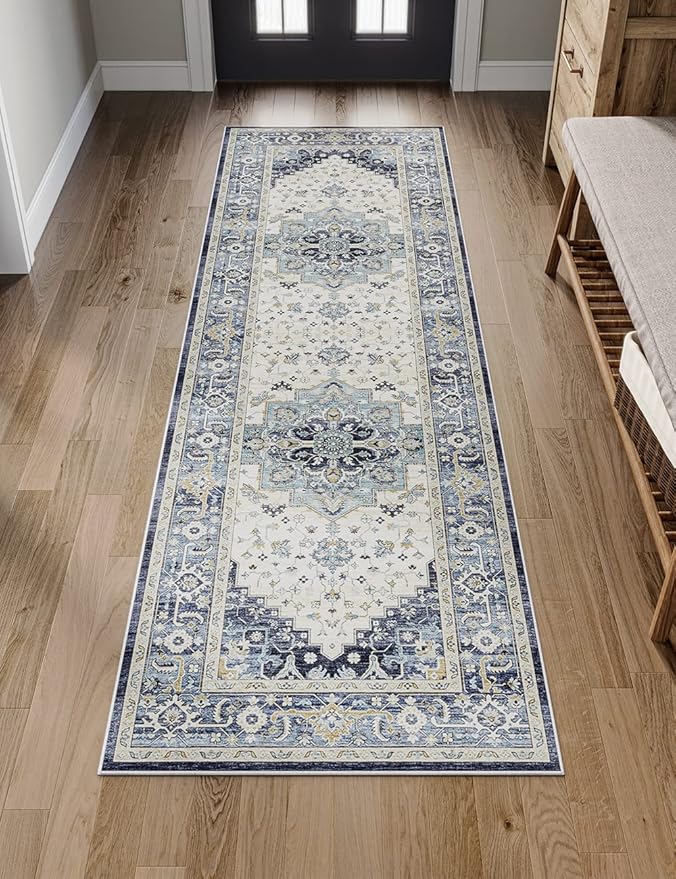Dripex Tribal Washable Runner Rug-2x5 Non-Slip Non-Shedding Runners for Hallways Stain Resistant Kitchen Mat Laundry Entryway Carpet Runner for Doorway Entrance Bedroom Living Room Decor