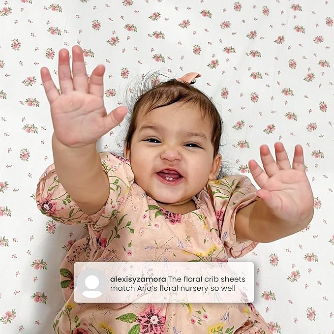 Delta Children Fitted Crib Sheets for Girls and Boys - Crib Sheet for Standard Crib and Toddler Mattresses - 28x52 Inch (Pack of 2), Pink Floral