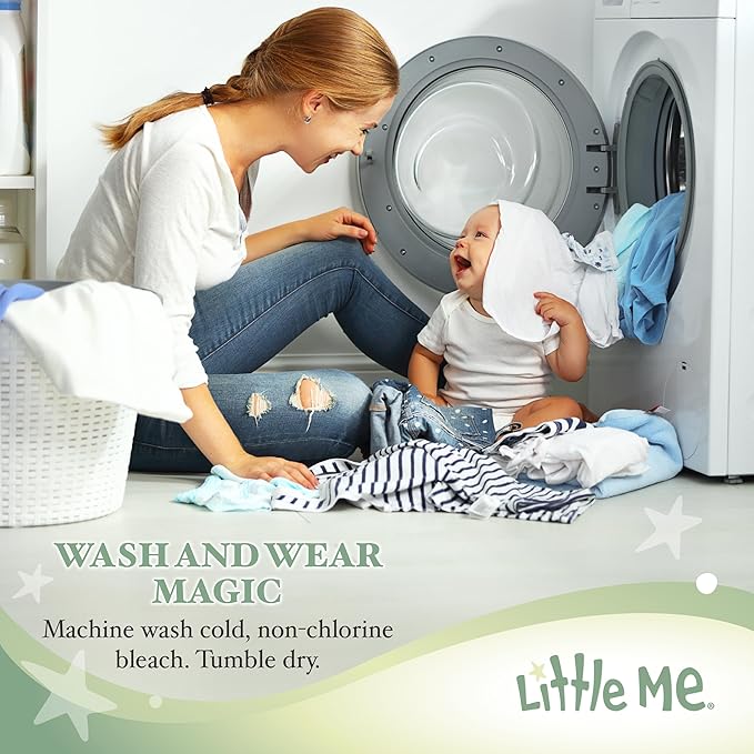 Little Me Knit Baby Blanket – 100% Soft Cotton, Snuggly and Breathable, Perfect as a Swaddle, Stroller Blanket or Nursery Decor for Boys and Girls, Blue Stripe, 30 x 40 Inches