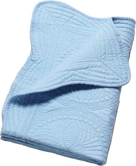 Embossed Baby Quilt Neutral Durable Lightweight Baby Blankets Four Seasons Cotton Nursery Bed Blankets for Personlized Monogram 46x36 Inches (Baby Blue)