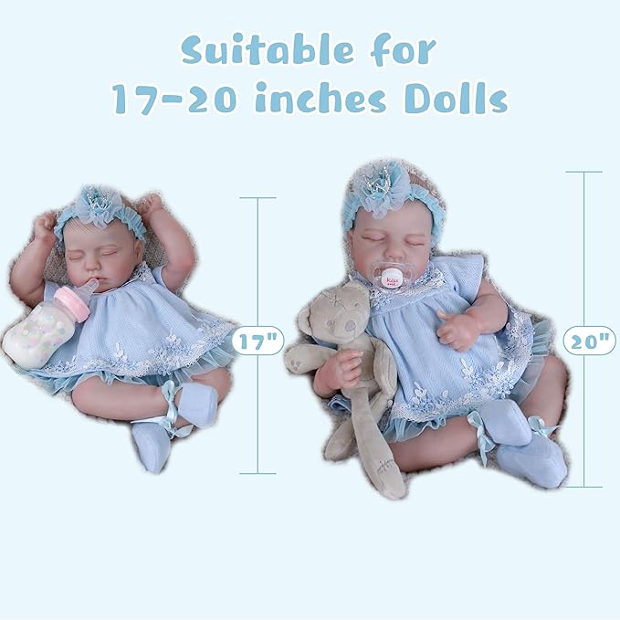 Reborn Baby Dolls Clothes Girl Blue Baby Doll Clothes 17-20 Inches Doll Outfits and Accessories for Newborn Girl