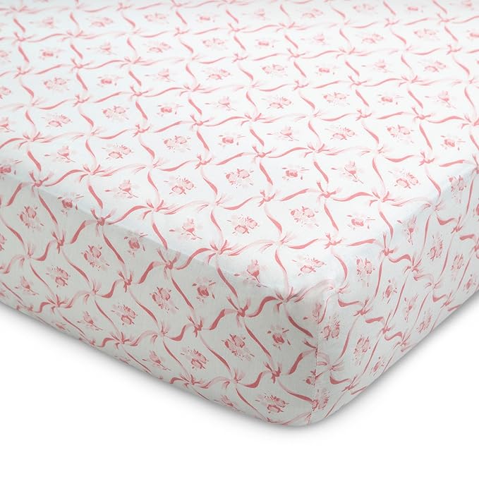 Delta Children Fitted Crib Sheets for Girls and Boys - Crib Sheet for Standard Crib and Toddler Mattresses - 28x52 Inch (Pack of 3), Pink Floral