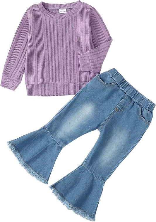 Mioglrie Toddler Girl Clothes Little Girl Denims Outfits Jeans Pants Set Little Baby Toddler Baby Clothes for Girl