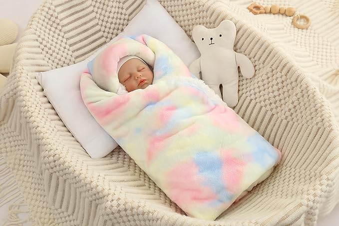 Cute Cozy Fluffy Warm Baby Blanket 30" x 40"for Boys Infants Toddlers' Bedding Crib Cot Stroller, Baby Shower Birthday Newborn's Gift (Tie Dye Colored)
