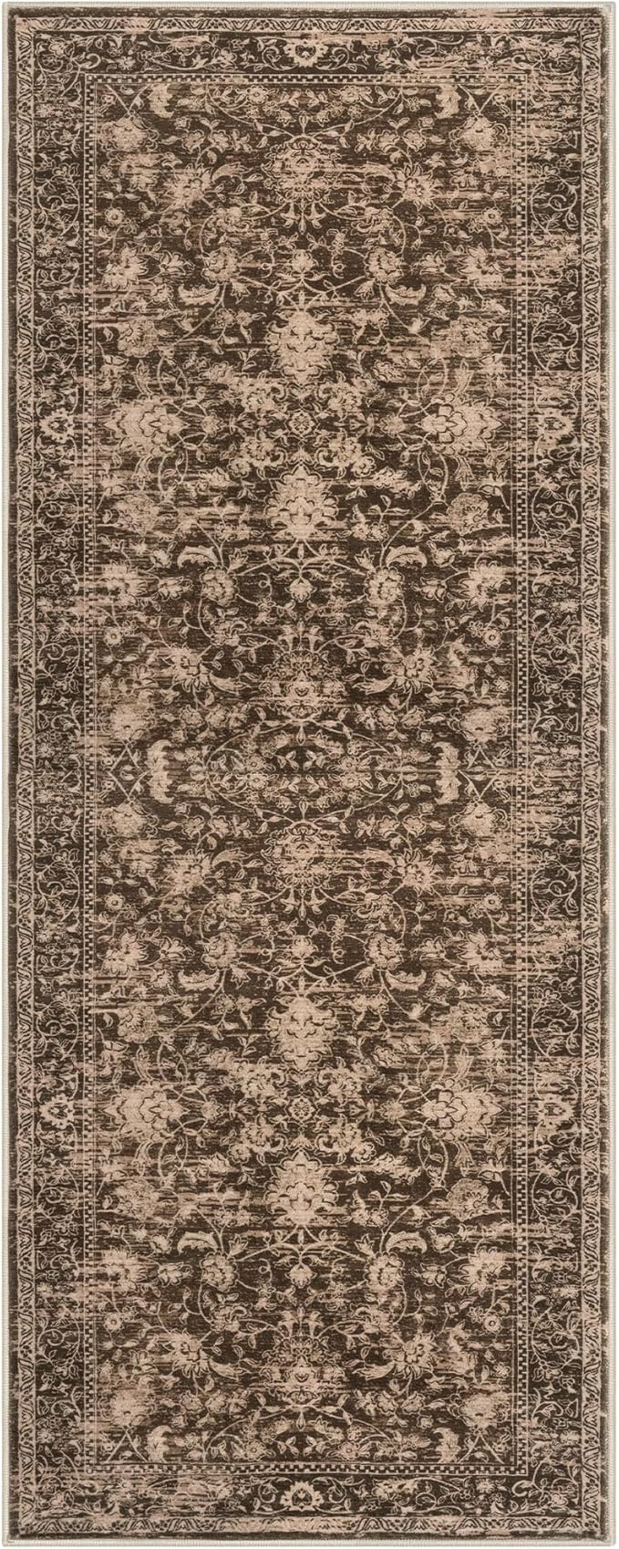 KILOCOCO Hallway Runner 2x6 Rug Runner Printed Vintage Floral Washable Kitchen Runners Non-Slip Rubber Backed Runners for Hallways Laundry Room Distressed Boho Rugs for Entryway Bedroom, Rust Red