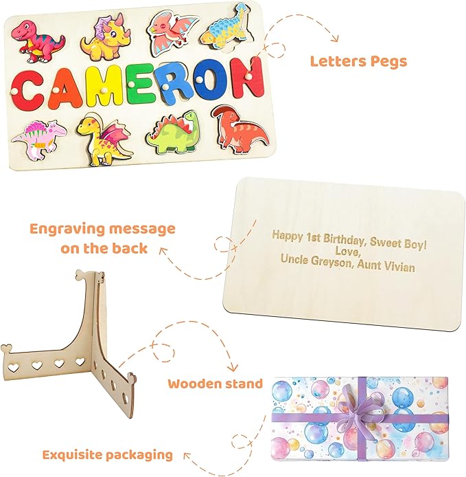 Baby Name Puzzle Personalized,1 Year Old Boy Birthday Gift,Personalized Gifts for Kids,Preschool Puzzles for Kids Ages 3-5,Birthday Gifts for 1 Year Old Baby Girl