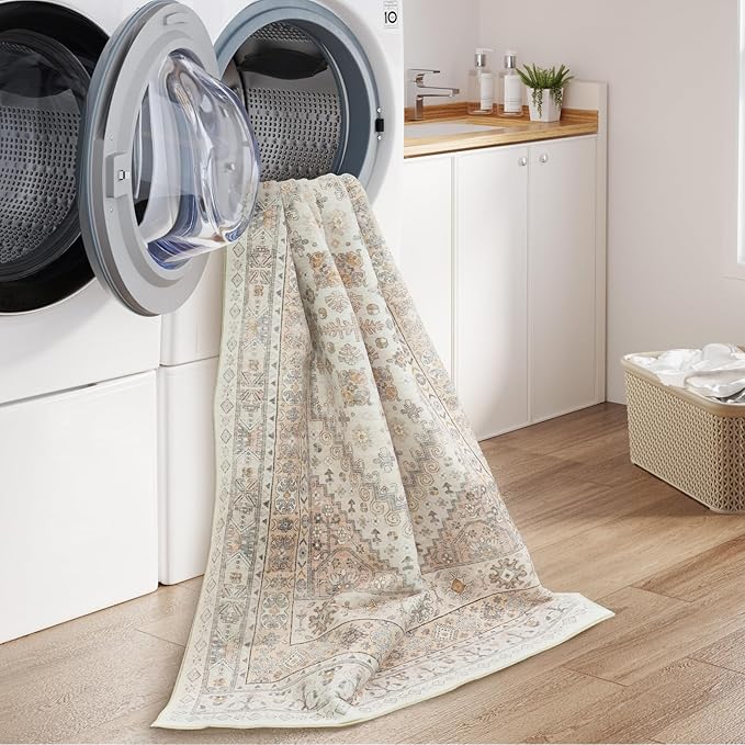 zesthome 5x7 Area Rugs - Ultra-Thin Washble Rug, Stain Resistant Anti Slip Backing Rugs for Living Room,Bedroom, Vintage Home Decor Area Rug