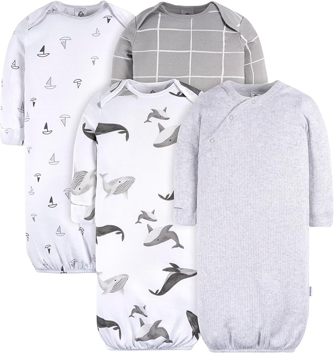 Gerber unisex-baby Baby Boy and Girls 4-pack Sleeper Gown