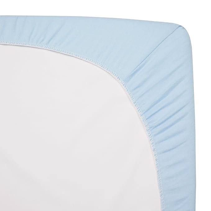 American Baby Company 3 Pack 100% Natural Cotton Fitted Crib Sheets 52" x 28" - Soft, Breathable, Hypoallergenic & Gentle Toddler Bed Sheets, Blue Star/Zigzag, Neutral for Boys & Girls