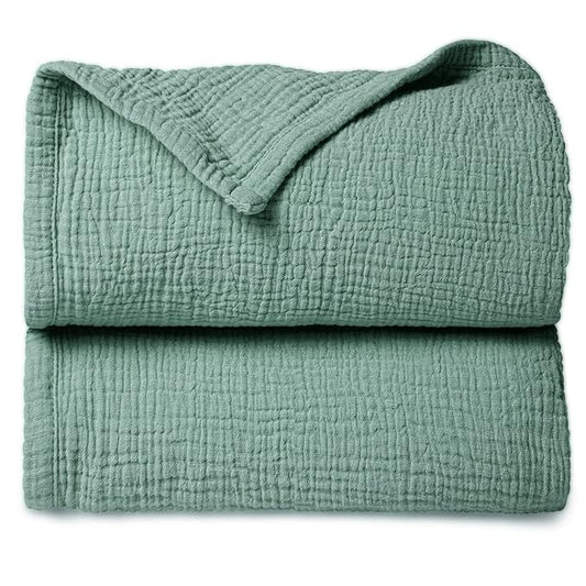 Lulu moon Muslin Quilt Blanket, Crib Blanket for Baby and Toddler,47x47 Inches(Lotus Leaf)