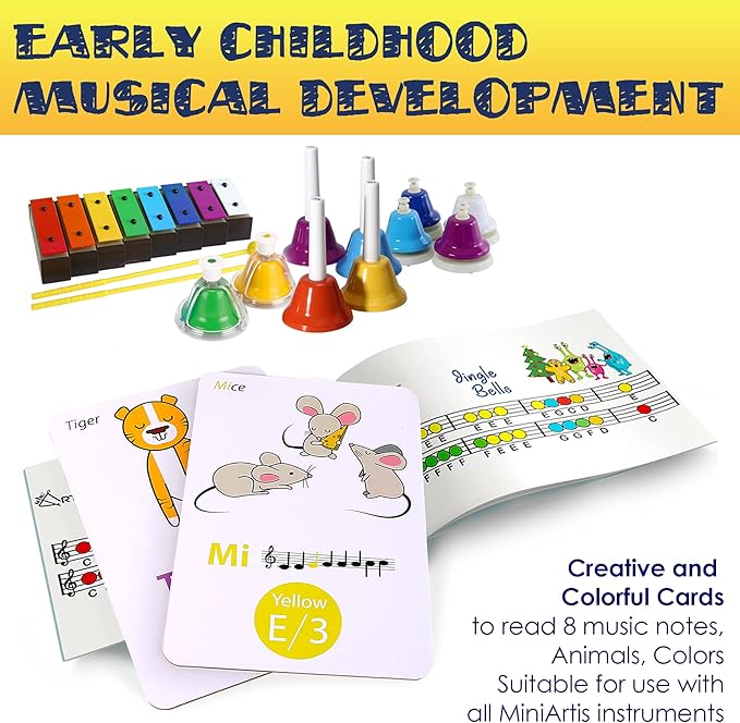 MINIARTIS Musical Flash Cards for Kids | Learning Notes Reading | Educational Color Coded Music Note Theory Flashcards for Beginning Students | Large Size Cards
