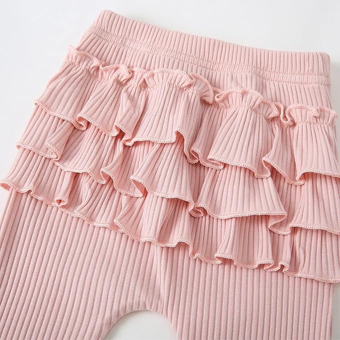 Fullfamous Baby Girl's 3pc Rib Frill Long Sleeve Romper and Pant Set