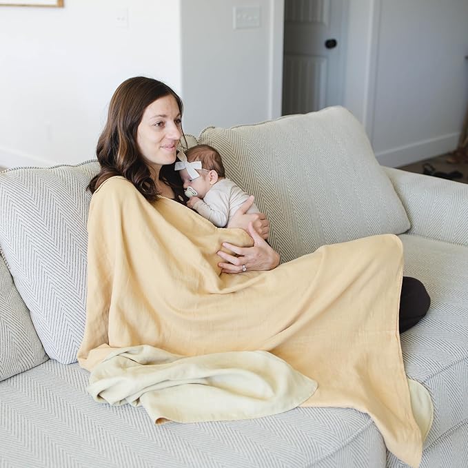 Leyl&Ari Basic Toddler Blanket | Organic Baby Blanket for Boys Girls | Gender Neutral Newborn Essentials (Sand/Cream)