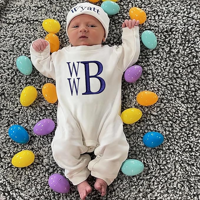 Personalized Baby Romper Hospital Newborn Coming Home Outfit Custom Embroidery Name Infant Sleepwear Gift for Baby Shower