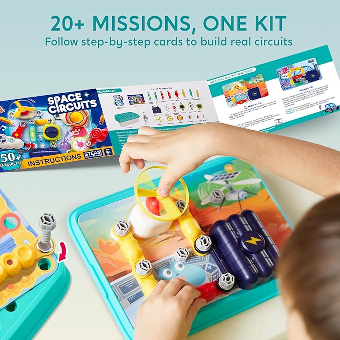 Klever Kits 50+ Projects Space Circuits - Electronics Kit for Kids with 46+ Components, Electronic STEM Toy Educational Science Kits for Kids Aged 5 6 7 8+