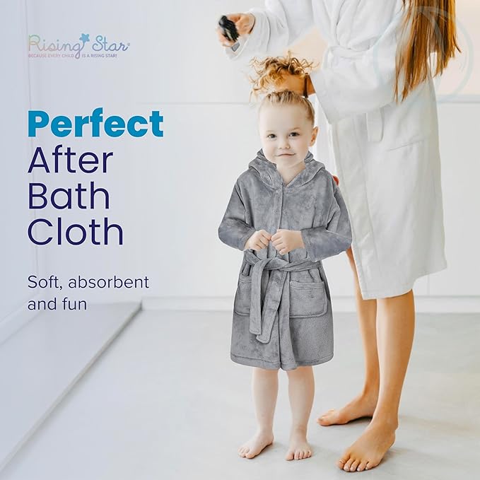 Rising Star Baby Toddler Robe Or Kids Robe for Girls and Boys - Kids & Baby Bath Robe Spa Set with Washcloth or Slippers