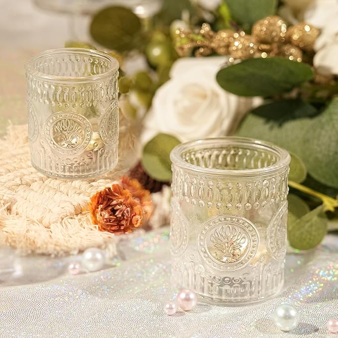 30 Pcs Votive Candle Holders, 2x2.5in Clear Glass Tea Light Candle Holder for Home, Votives for Fall Wedding Decor, Party, Christmas Decor & Gifts