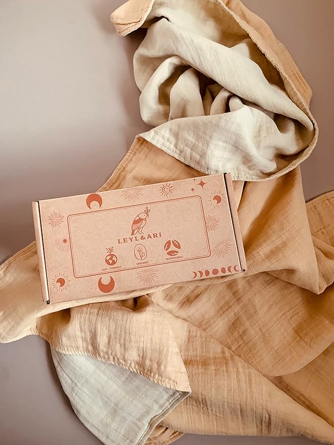 Leyl&Ari Basic Toddler Blanket | Organic Baby Blanket for Boys Girls | Gender Neutral Newborn Essentials (Sand/Cream)