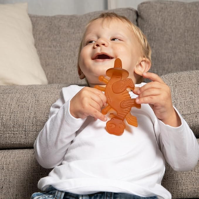 Baby Teether Toy and Training Toothbrush: Dibly - The Dino Baby Teething Toys BPA-Free Teethers Inspired by Nature with Natural Rubber Pacifier