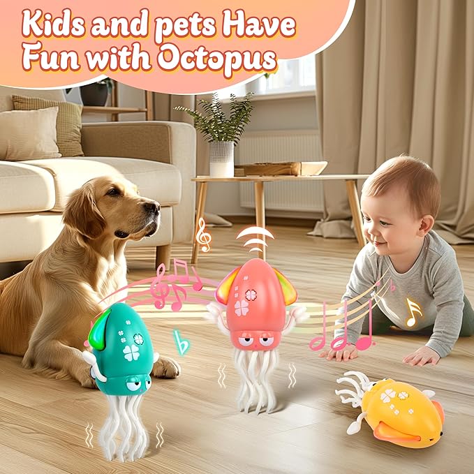 Sachie Dancing Octopus Baby Toy β Electric Crawling Octopus with Music & Lights, Rechargeable Sensory Toy for Infants & Toddlers, Fun Learning Gift for Boys & Girls(Green)