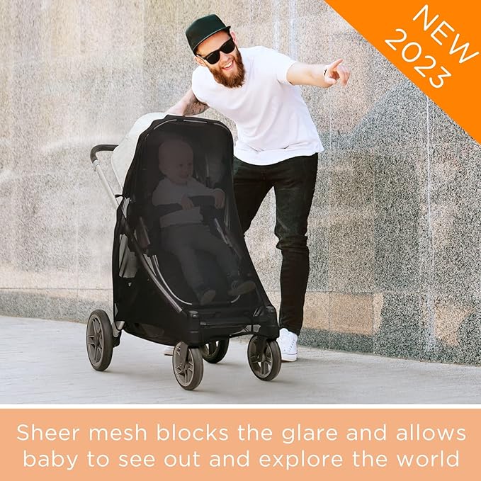 Baby Stroller Sun Shade Cover | Stroller Shade Extender for Sun | Canopy Extender with Full Coverage | Universal Baby Sunshade Accessories for Summer | Bug Net Protection Cover Attachment for Outdoor